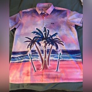 Retro Rifle Vibrant Beach Scene Men's Casual Shirt